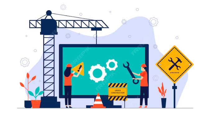 Hombres trabajando en la construcción del sitio